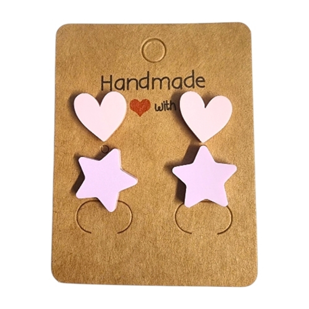 Pink Stardrop Hearts Acrylic Stud Earrings – 2 Pair